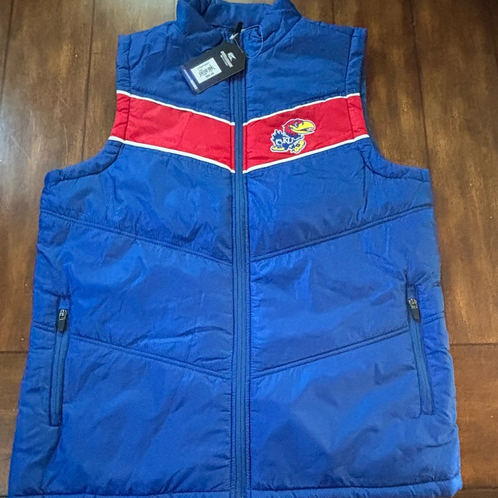 NEW Colosseum Kansas Jayhawks Chevron Full-Zip Vest Jacket Men's Medium NCAA